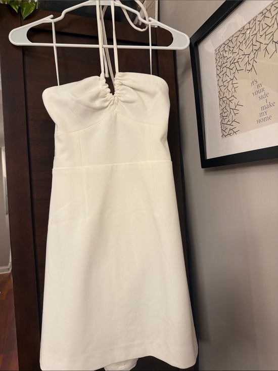 French Connection Dresses & Skirts - French Connection White Halter Ruched Bust Mini Dress